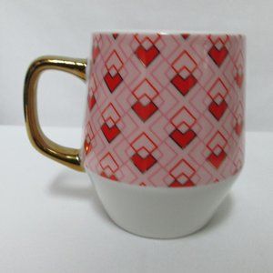 10 Strawberry Street Edible Ceramic Heart Mug Cup pink red gold NWT NEW